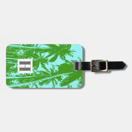 Palmbomen in een geposteriseerd ontwerp bagagelabel (Voorkant horizontaal)