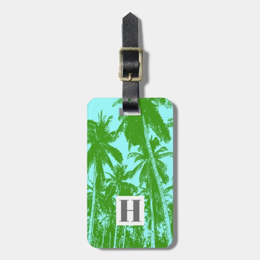 Palmbomen in een geposteriseerd ontwerp bagagelabel (Voorkant verticaal)