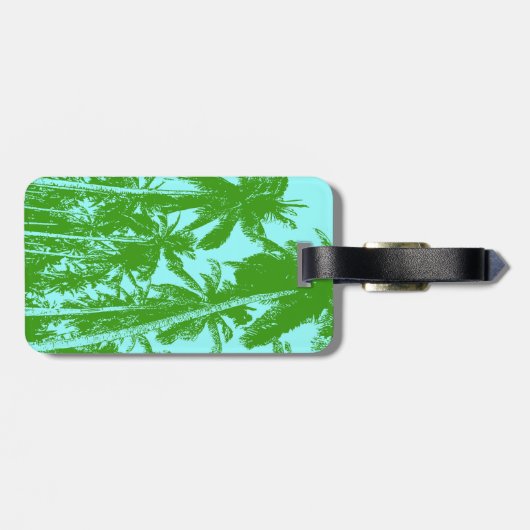 Palmbomen in een geposteriseerd ontwerp bagagelabel (Achterkant horizontaal)