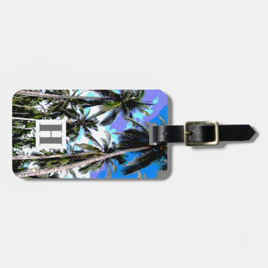Palmbomen in een geposteriseerd ontwerp bagagelabel (Voorkant horizontaal)