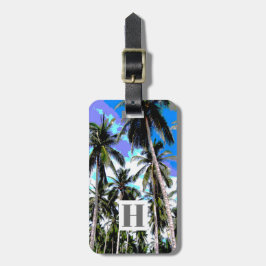 Palmbomen in een geposteriseerd ontwerp bagagelabel