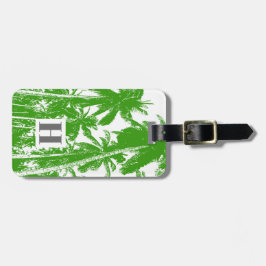 Palmbomen in een geposteriseerd ontwerp bagagelabel