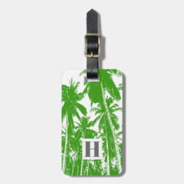 Palmbomen in een geposteriseerd ontwerp bagagelabel