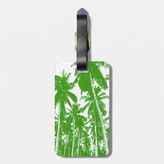 Palmbomen in een geposteriseerd ontwerp bagagelabel (Achterkant verticaal)