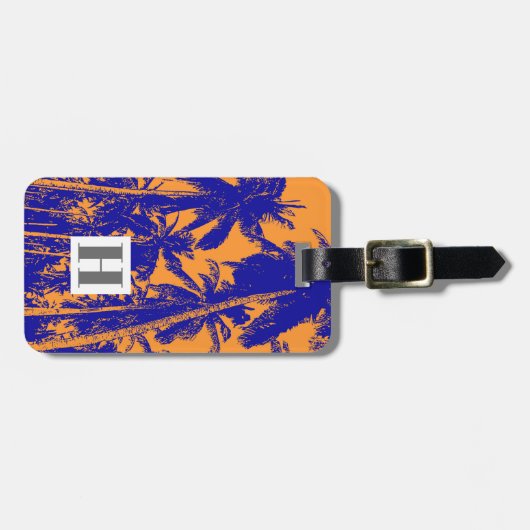 Palmbomen in een geposteriseerd ontwerp bagagelabel (Voorkant horizontaal)