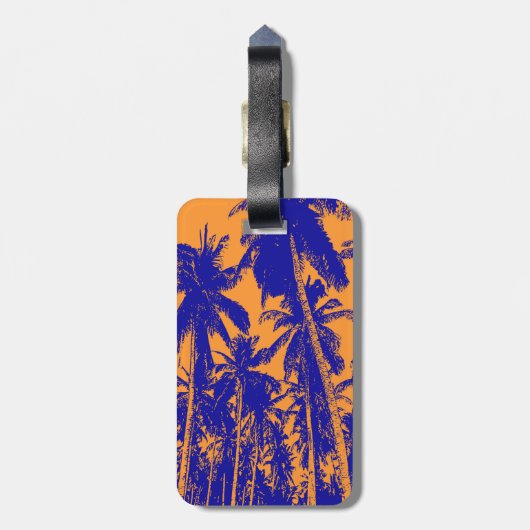 Palmbomen in een geposteriseerd ontwerp bagagelabel (Achterkant verticaal)