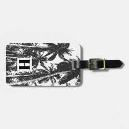 Palmbomen in een geposteriseerd ontwerp bagagelabel