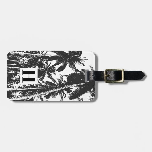 Palmbomen in een geposteriseerd ontwerp bagagelabel (Voorkant horizontaal)