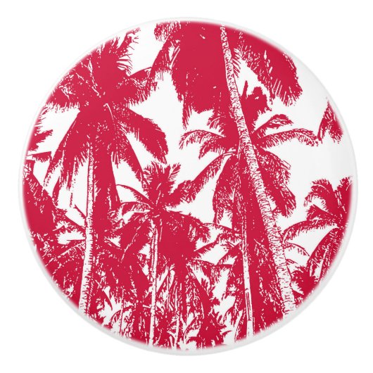 Palmbomen in een geposteriseerd ontwerp keramische knop (Voorkant)