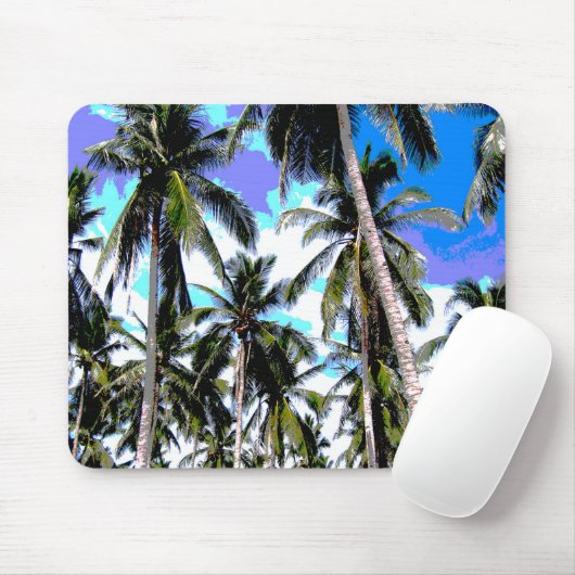 Palmbomen in een geposteriseerd ontwerp muismat (Met muis)