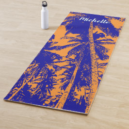 Palmbomen in een Oranje en blauw geposteriseerd de Yogamat