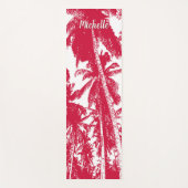 Palmbomen in een rood en wit geposteriseerd ontwer yogamat (Voorkant)