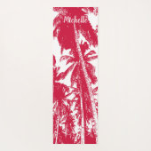 Palmbomen in een rood en wit geposteriseerd ontwer yogamat (Achterkant)