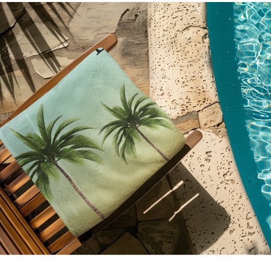 Palmbomen in een straat, strandleven bad handdoek