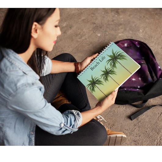 Palmbomen in een straat, strandleven notitieboek