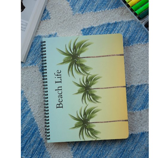 Palmbomen in een straat, strandleven notitieboek