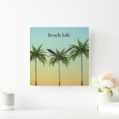 Palmbomen in een straat, strandleven vierkante klok (Huis)