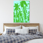 Palmbomen in groen en blauw canvas afdruk (Insitu (Slaapkamer))