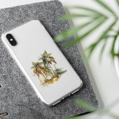 Palmbomen in groene en gele waterverf tropen Case-Mate iPhone case
