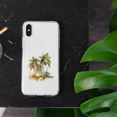 Palmbomen in groene en gele waterverf tropen Case-Mate iPhone case