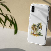 Palmbomen in groene en gele waterverf tropen Case-Mate iPhone case