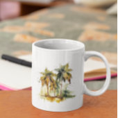 Palmbomen in groene en gele waterverf tropen koffiemok