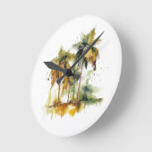Palmbomen in groene en gele waterverf tropen ronde klok (Hoek)