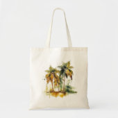 Palmbomen in groene en gele waterverf tropen tote bag (Voorkant)