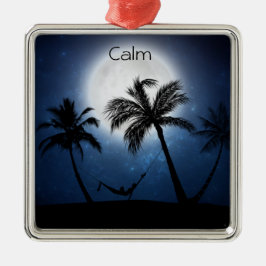 Palmbomen in het maanlicht metalen ornament