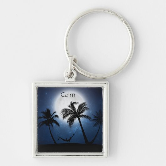 Palmbomen in het maanlicht sleutelhanger (Voorkant)