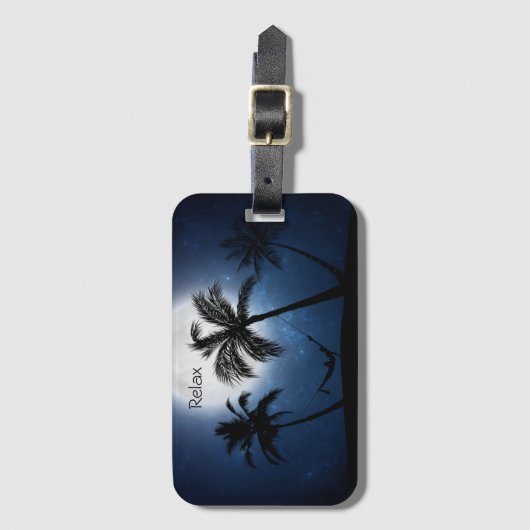 Palmbomen in het moonlicht bagagelabel (Voorkant (verticaal))