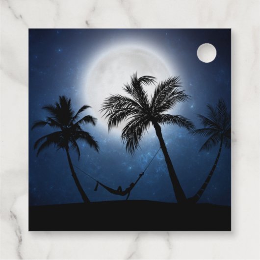 Palmbomen in het moonlicht bedankjes labels (Achterkant)