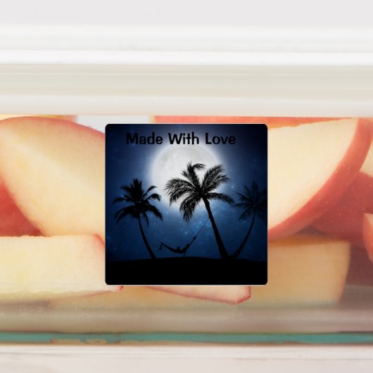 Palmbomen in het moonlicht labels (Aangebracht)