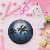 Palmbomen in het moonlicht papieren bordje (Feest)