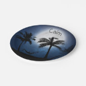 Palmbomen in het moonlicht papieren bordje (Gekanteld)