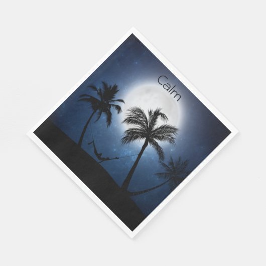 Palmbomen in het moonlicht servet (Hoek)