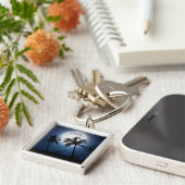 Palmbomen in het moonlicht sleutelhanger (Zijkant)