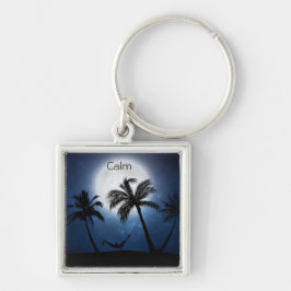Palmbomen in het moonlicht sleutelhanger