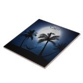 Palmbomen in het moonlicht tegeltje (Zijkant)