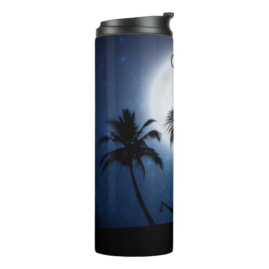 Palmbomen in het moonlicht thermosbeker (Gedraaid links)