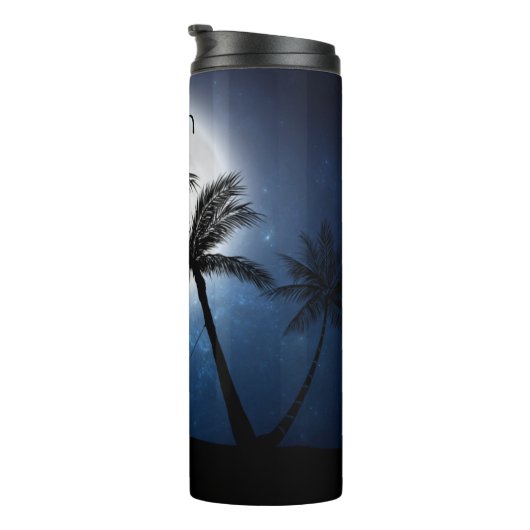 Palmbomen in het moonlicht thermosbeker (Geroteerd rechts)
