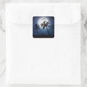 Palmbomen in het moonlicht vierkante sticker (Tas)