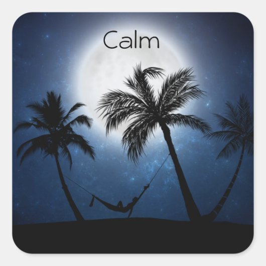Palmbomen in het moonlicht vierkante sticker (Voorkant)