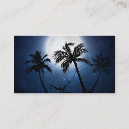 Palmbomen in het moonlicht visitekaartje (Achterkant)