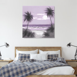 Palmbomen in Paarse AI-kunst Canvas Afdruk