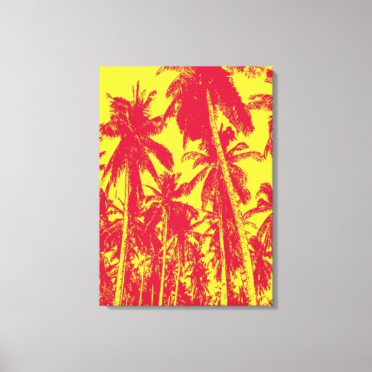 Palmbomen in rood en geel canvas afdruk (Voorkant)