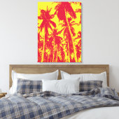 Palmbomen in rood en geel canvas afdruk (Insitu (Slaapkamer))