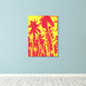 Palmbomen in rood en geel canvas afdruk (Insitu (Houten vloer))