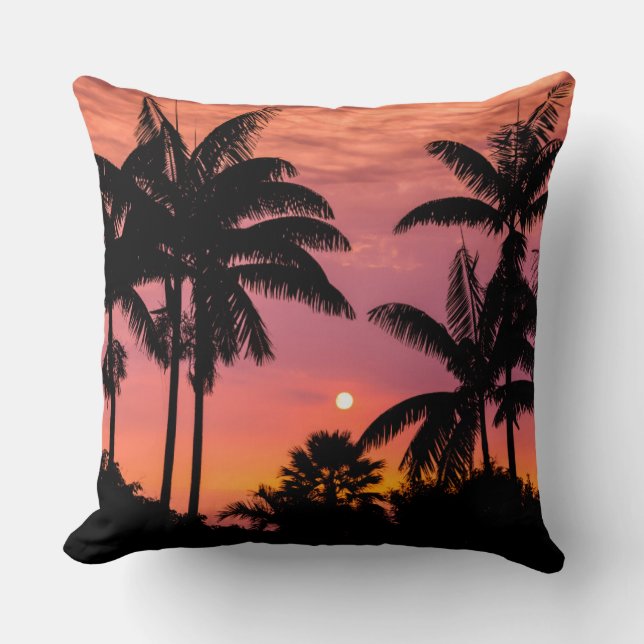 Palmbomen in silhouet, Hawaï Kussen (Voorkant)