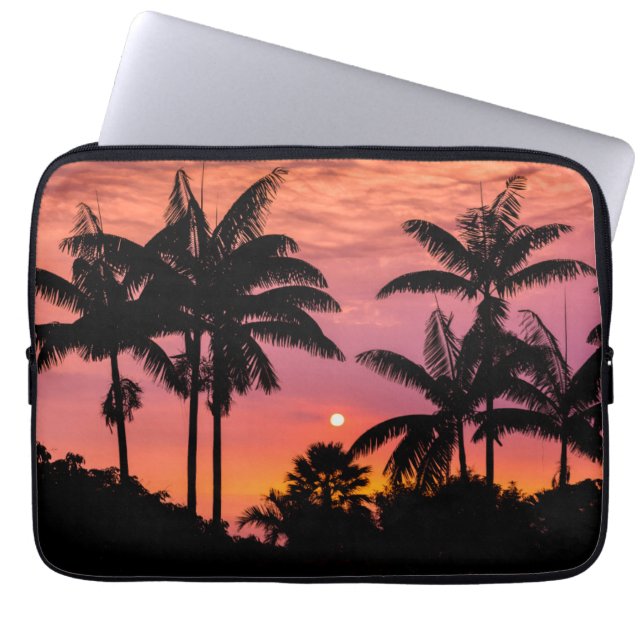 Palmbomen in silhouet, Hawaï Laptop Sleeve (Voorkant)